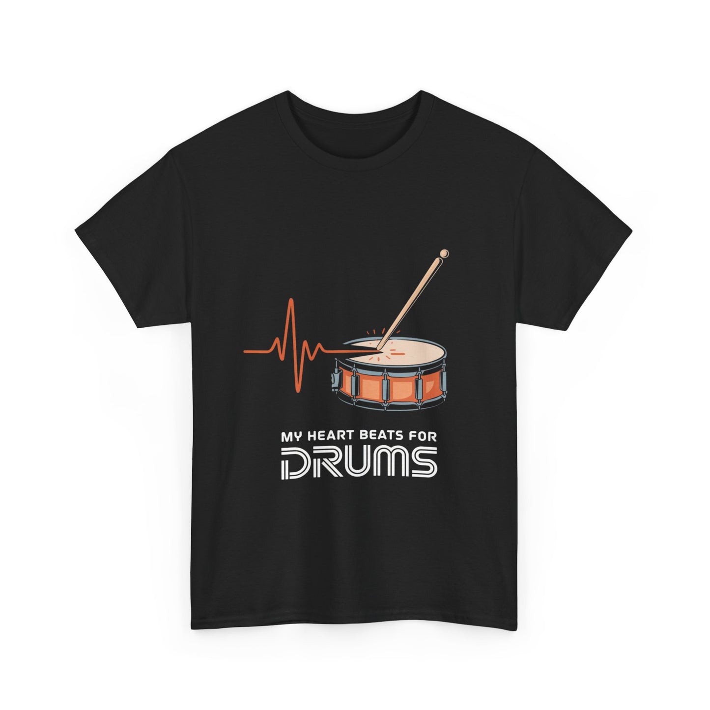 Drum Lover Unisex Heavy Cotton Tee - 'My Heart Beats for Drums'