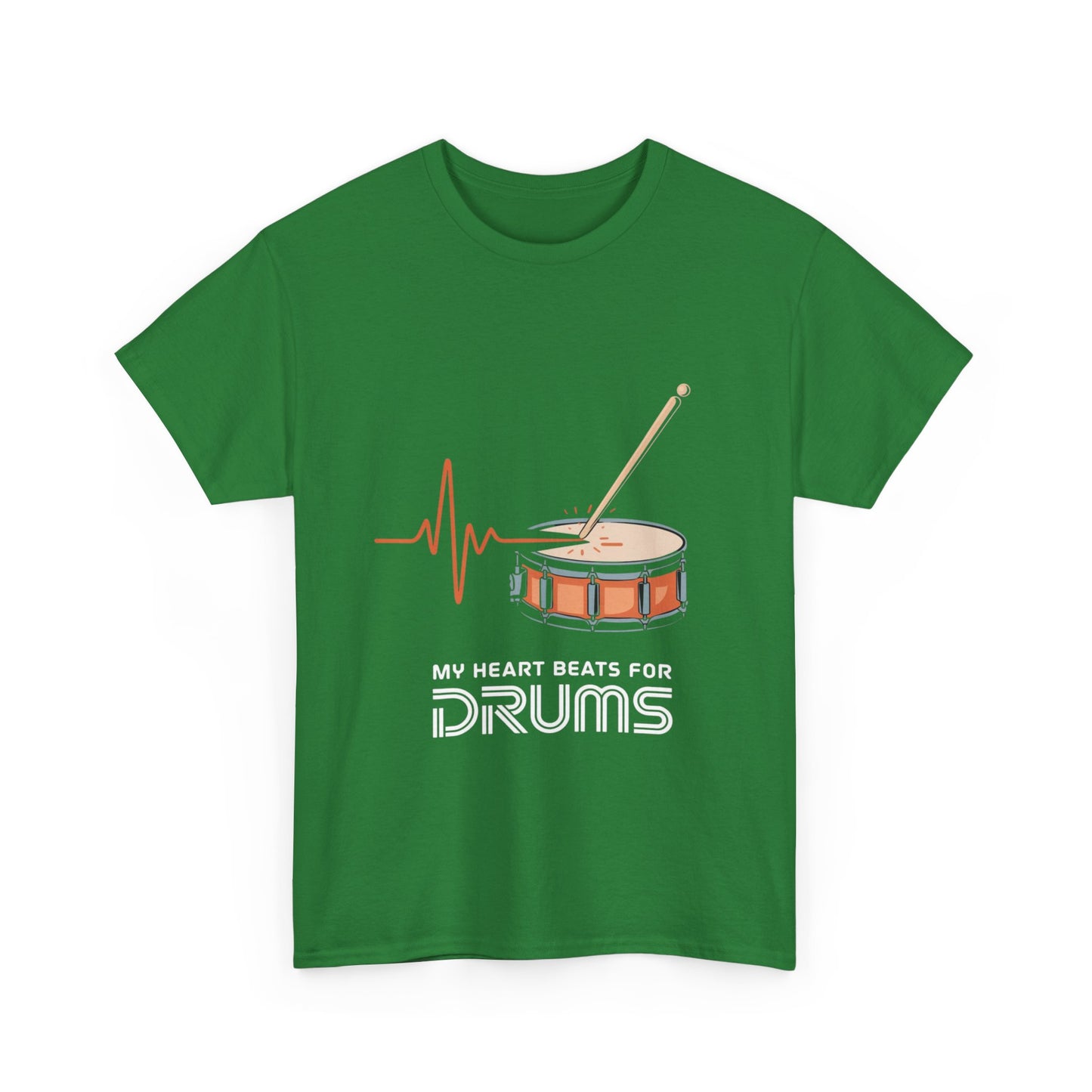 Drum Lover Unisex Heavy Cotton Tee - 'My Heart Beats for Drums'